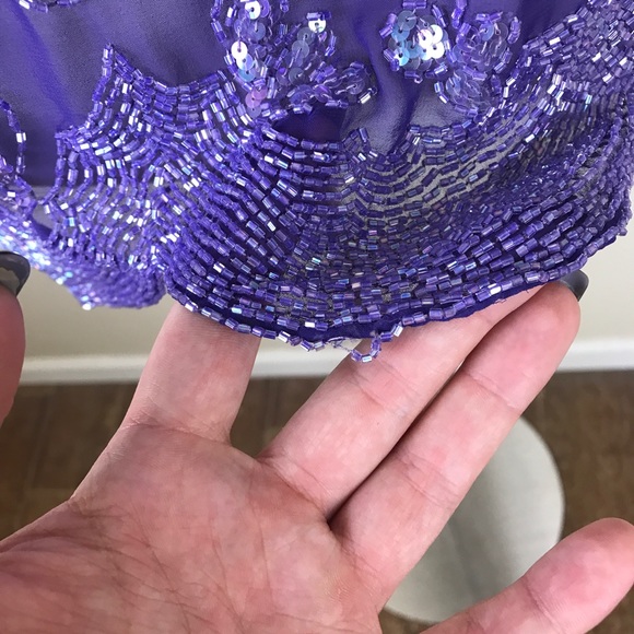 Jack Bryan Purple Beaded Silk Long Sleeve Blouse - Picture 4 of 8